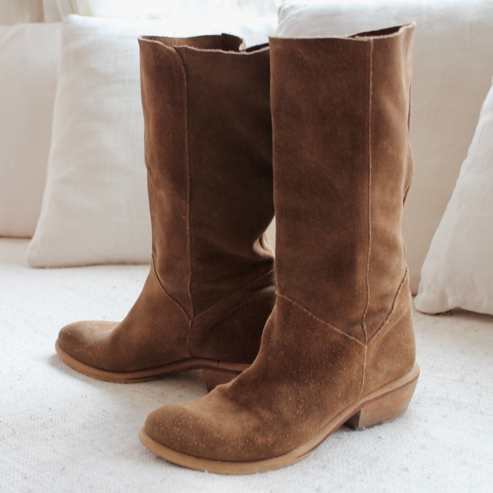 Aldo Tan Suede Mid Calf Boots